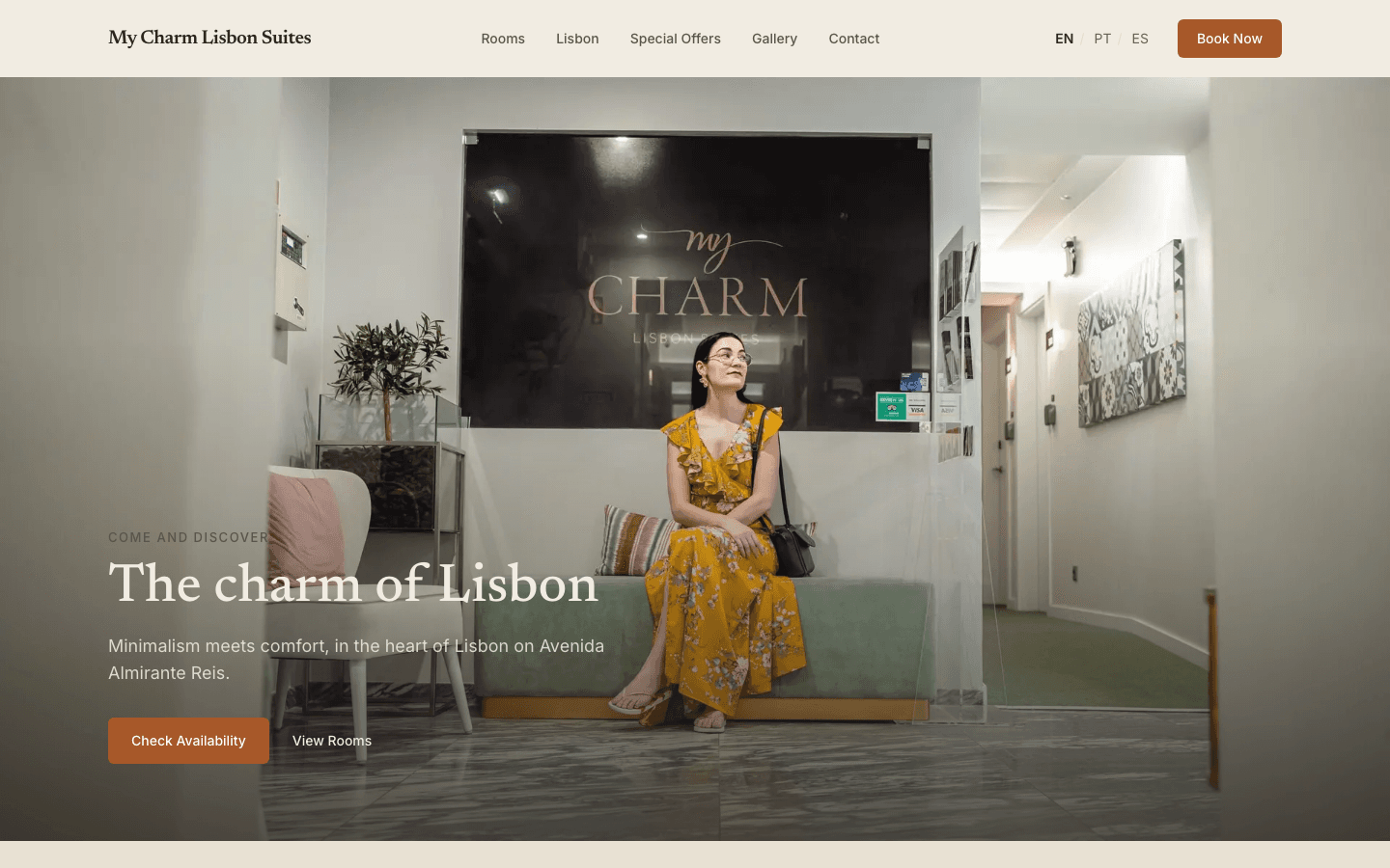 Screenshot van MyCharm Lisbon Suites, gebouwd door Levtics